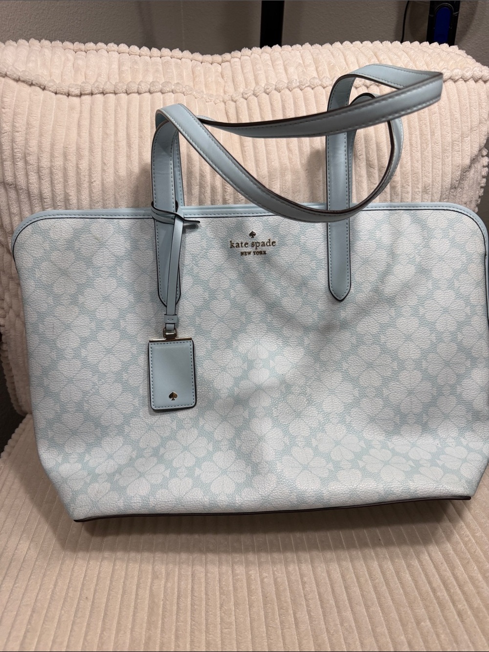 kate spade New York Light Blue Floral Tote Bag. Gorgeous w/some stains inside